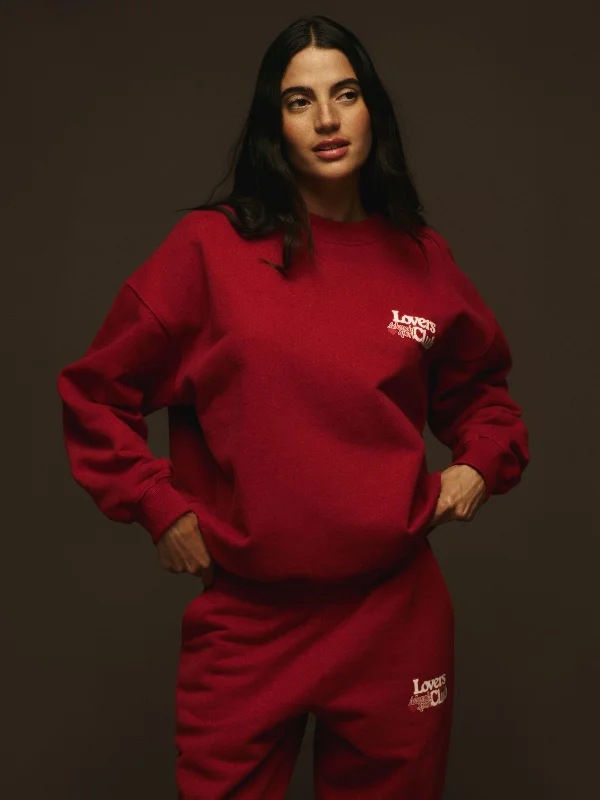Outfits Ideas Lovers Club Oversized Sweatshirt - Cherry Red