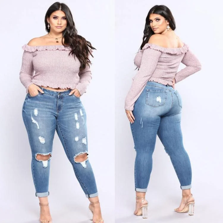 Business Casual Outfits Women's Plus Size Pants - Ripped Jeans
