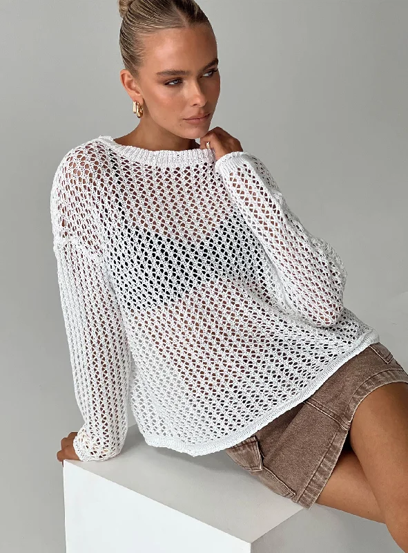 Chic Women’s Clothing for Date Nights Switch It Up Knit Sweater White