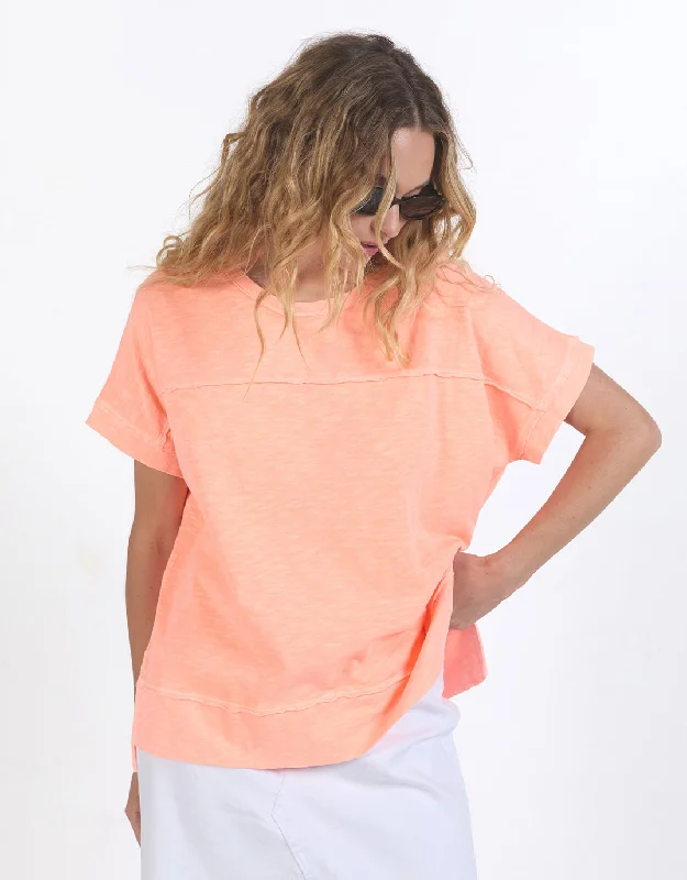 Sophisticated Women’s Fashion Allison Tee - Neon Peach