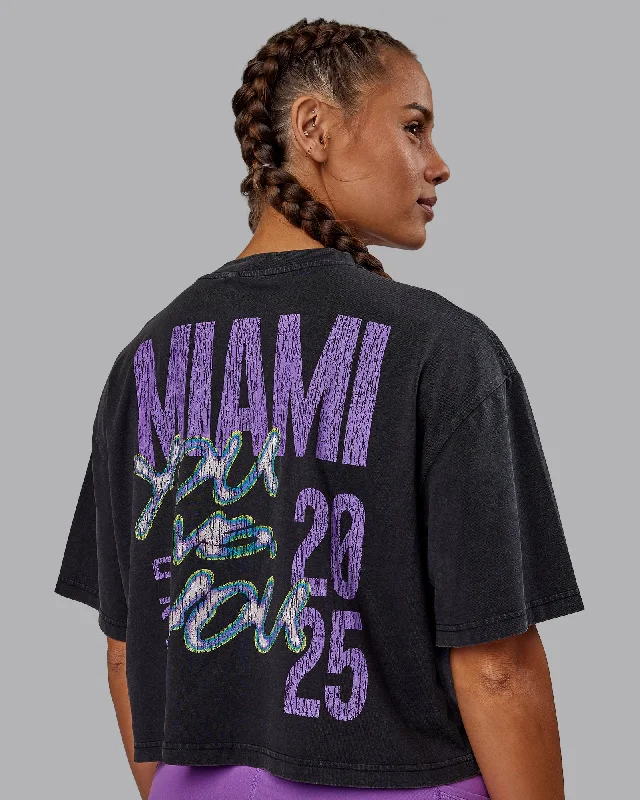 Festival Fashion Miami 2025 FLXCotton Cropped Tee - Black-Purple Swirl