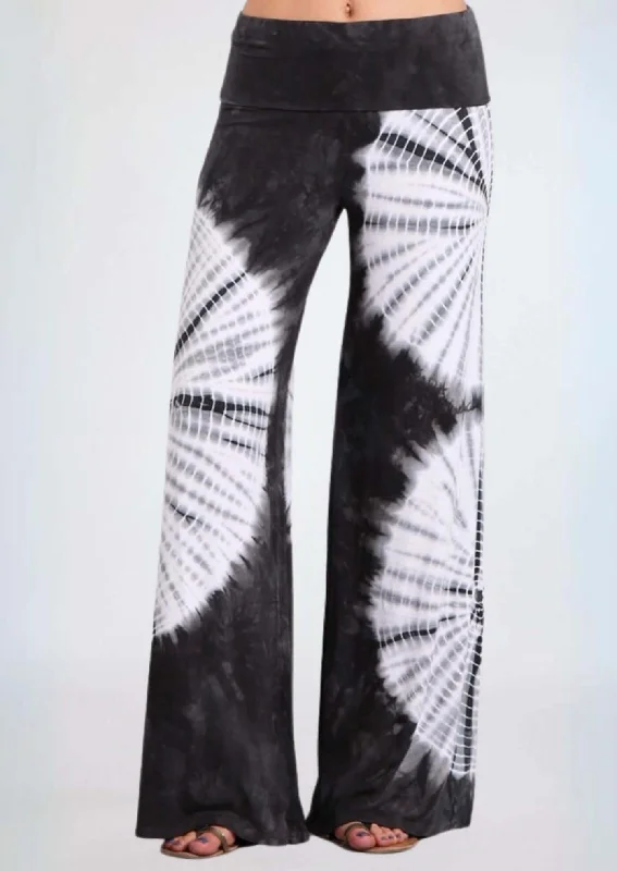 Relaxed Style Groovy Grey Tie Dye Palazzo Pants Made in USA