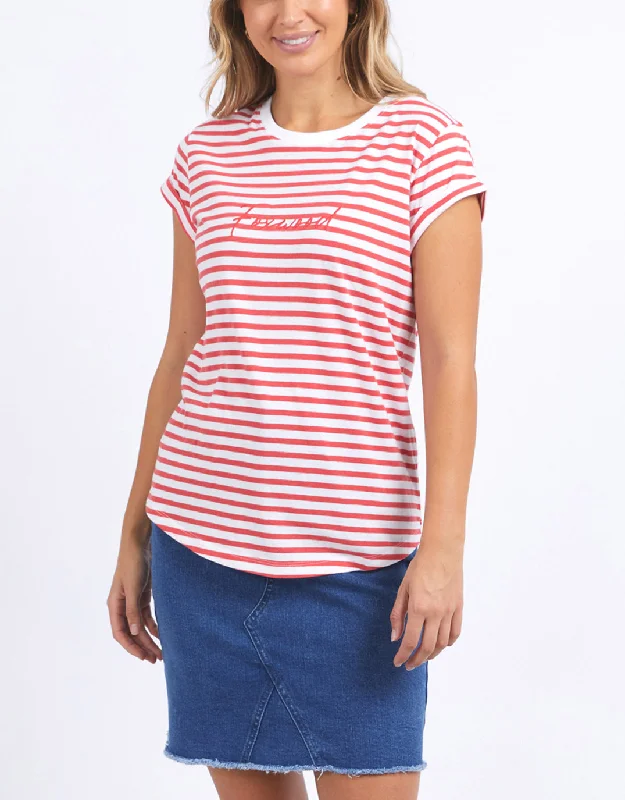 Fashion-forward Women’s Wear Signature Stripe Tee - Cayenne & White Stripe