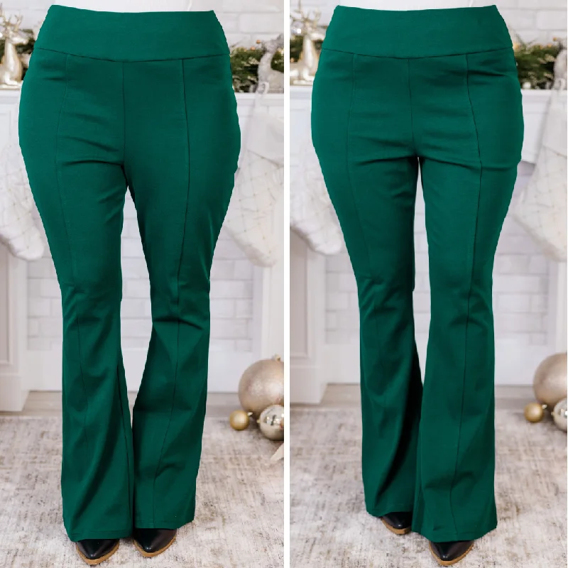 Vintage Women’s Fashion Deep Dive Flare Pants, Hunter Green