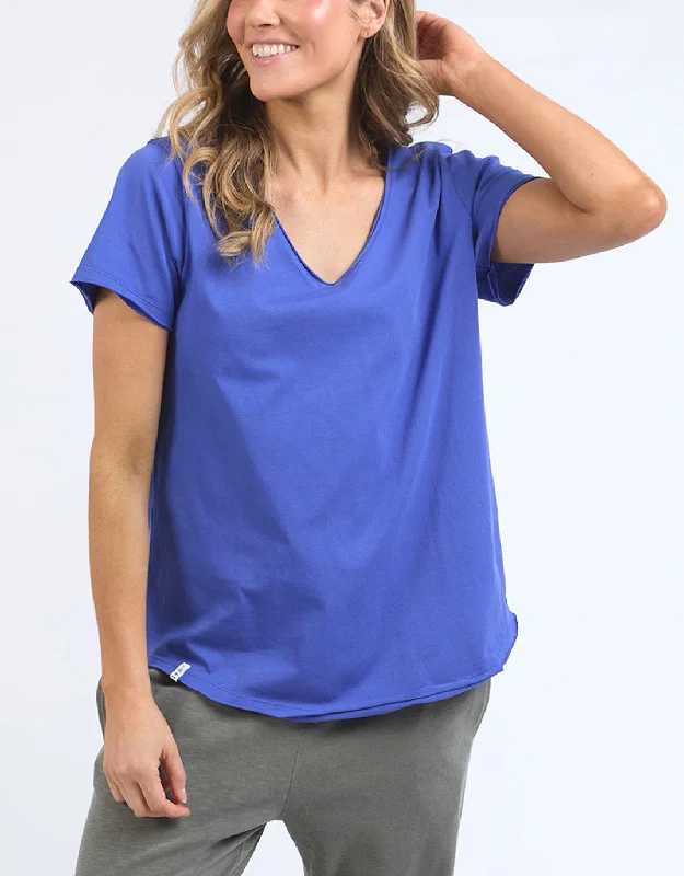 Women’s Street Style Casual Wear Pima Vee Tee - Royal Blue