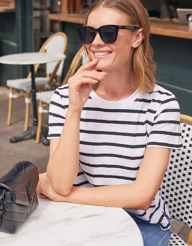 Chic Women’s Clothing Online Yasmin Crew Neck Tee - White/Black Stripe