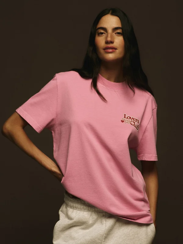 Women's Clothing Stores Lovers Club Short Sleeve Oversized T-shirt - Candy Pink