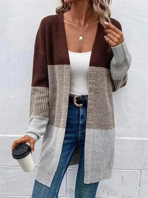 The Epitome Of Modern Women's Fashion Color-Blocking Women Cardigan Sweater