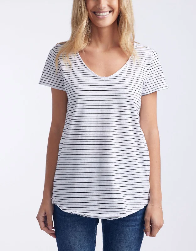 Flash Sales Fundamental Vee Tee - Black/White Stripe