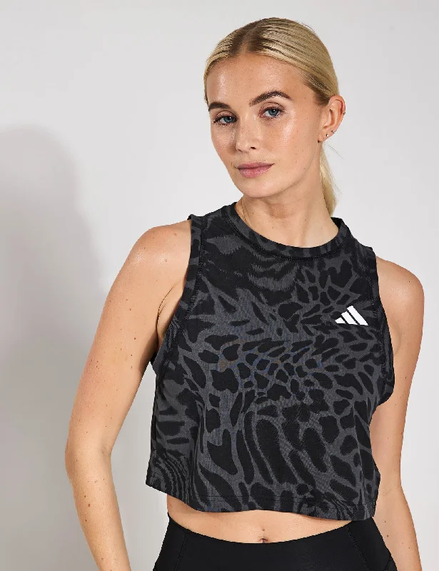 Quality Driven Apparel Train Essentials Allover Print Workout Tank Top - Black