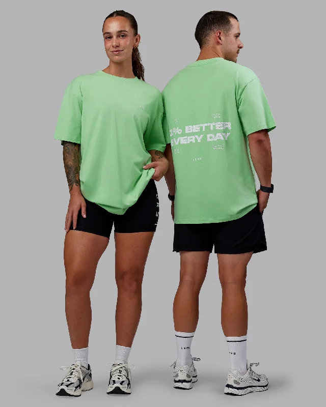 Everyday Wear Unisex 1% Better Value Series FLXCotton Tee Oversize - Surreal Green-White