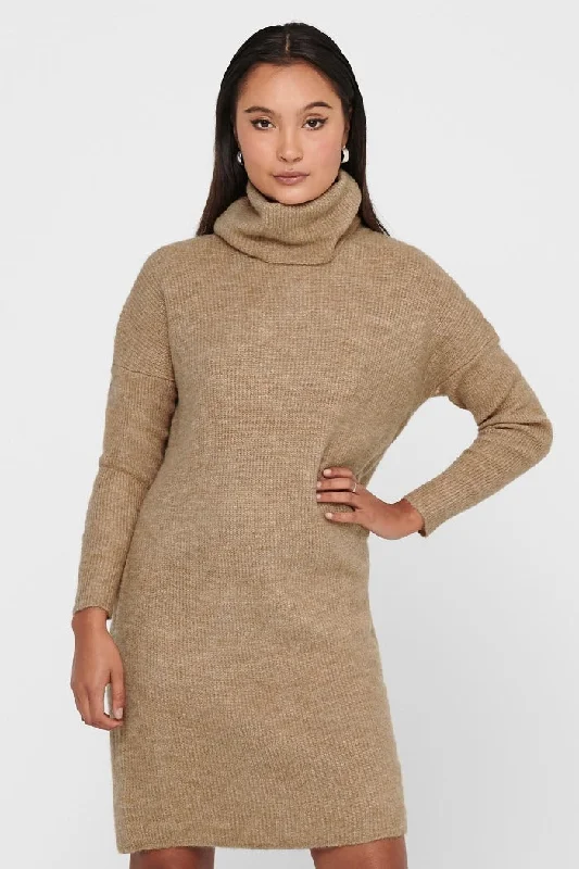 Trend Setting Wardrobe ONLY COWL NECK JUMPER DRESS IN BEIGE