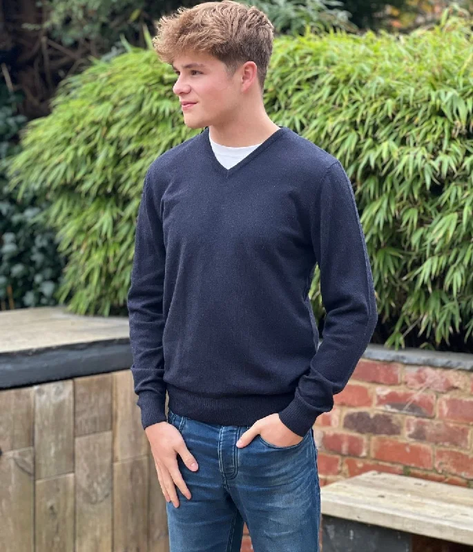 Stylish Statements Navy Men's Wool Rich V Neck Jumper