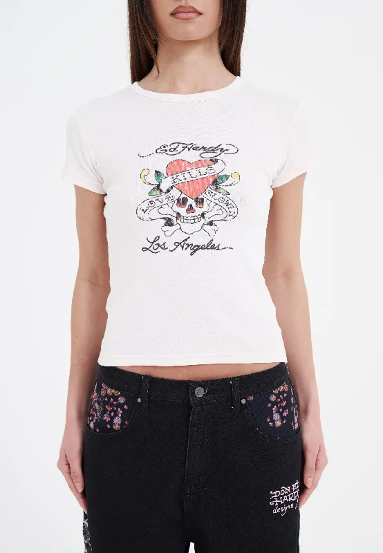 Workwear Fashion for Women Womens Love-Kills Slowly Tight Baby T-Shirt - Pink