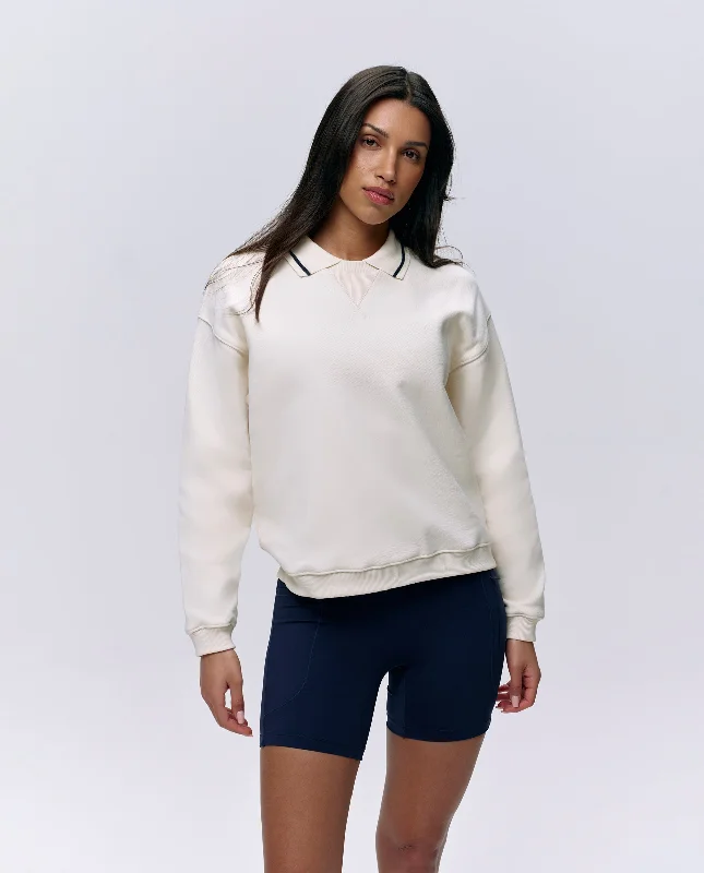 Clothing Sales Collared Sweatshirt - Marshmallow White/Navy Blue