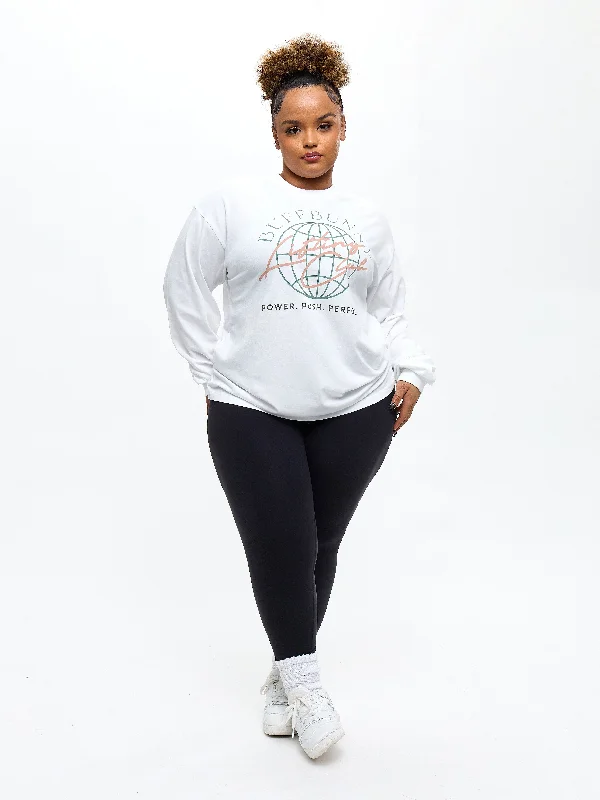 Timeless Elegance Lifting Club Long Sleeve Tee - White