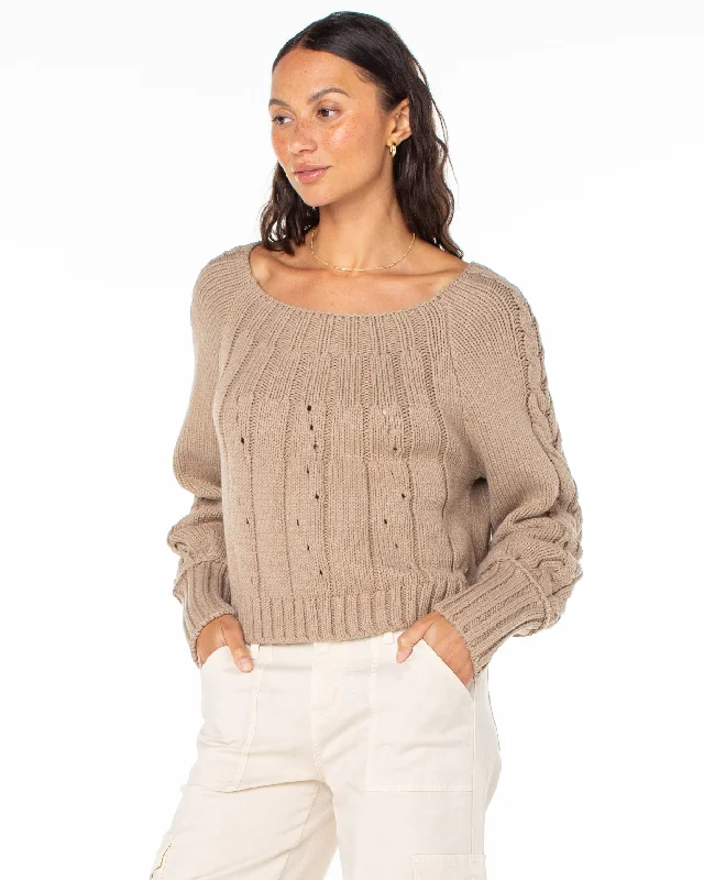 Chic Women’s Clothing for Work and Travel Day Dream Boat Neck Sweater - Warm Taupe