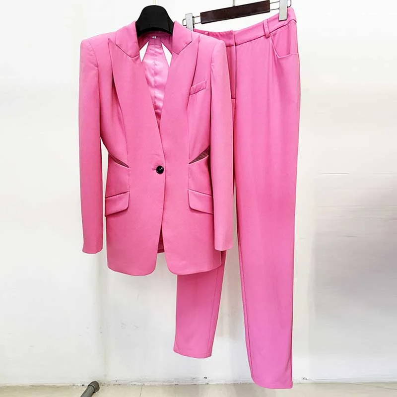 End of Season Sale Single-breasted Slashed Jacket Suit Two Pieces Blazer Pantsuit