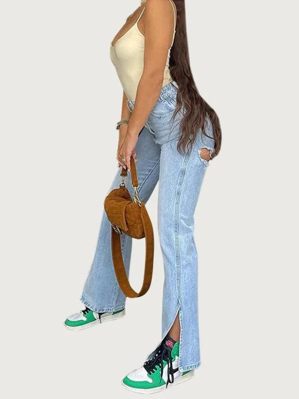The Latest Fashion Trends Women's Slit Jeans