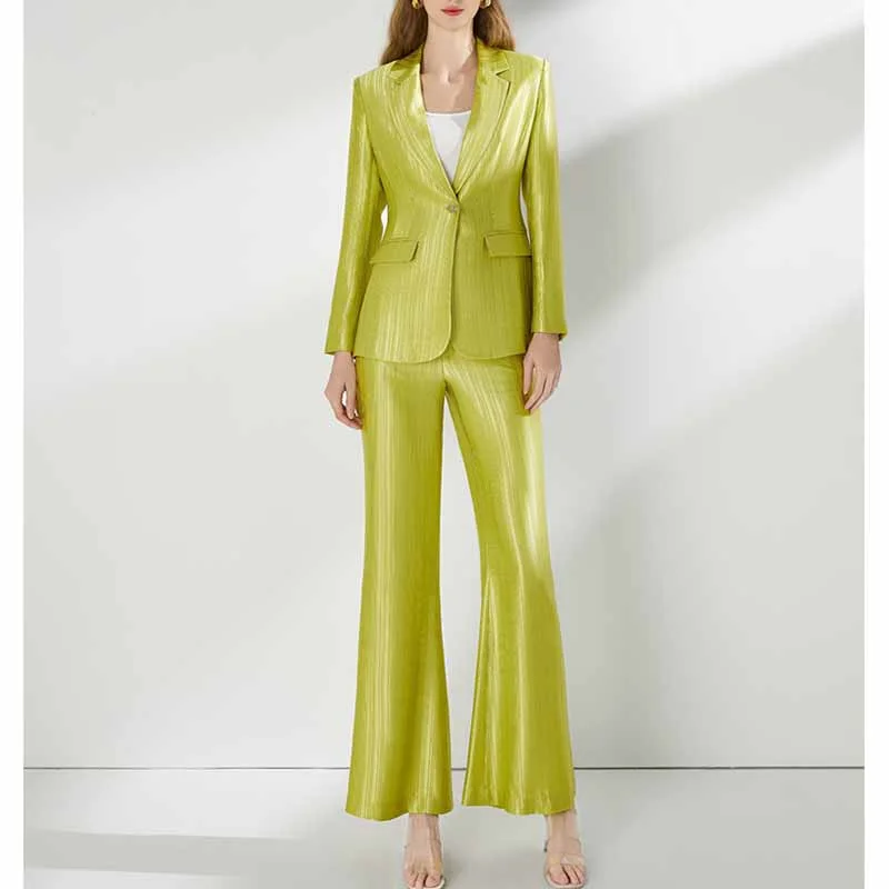 Exclusive Sale Women's Mustard Green Pantsuit Formal Set Event Styling Outfit